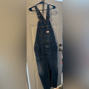 Roundhouse Mens Overall Bibs Size 42X29 Blue Denim Carpenter Farmer Workwear
